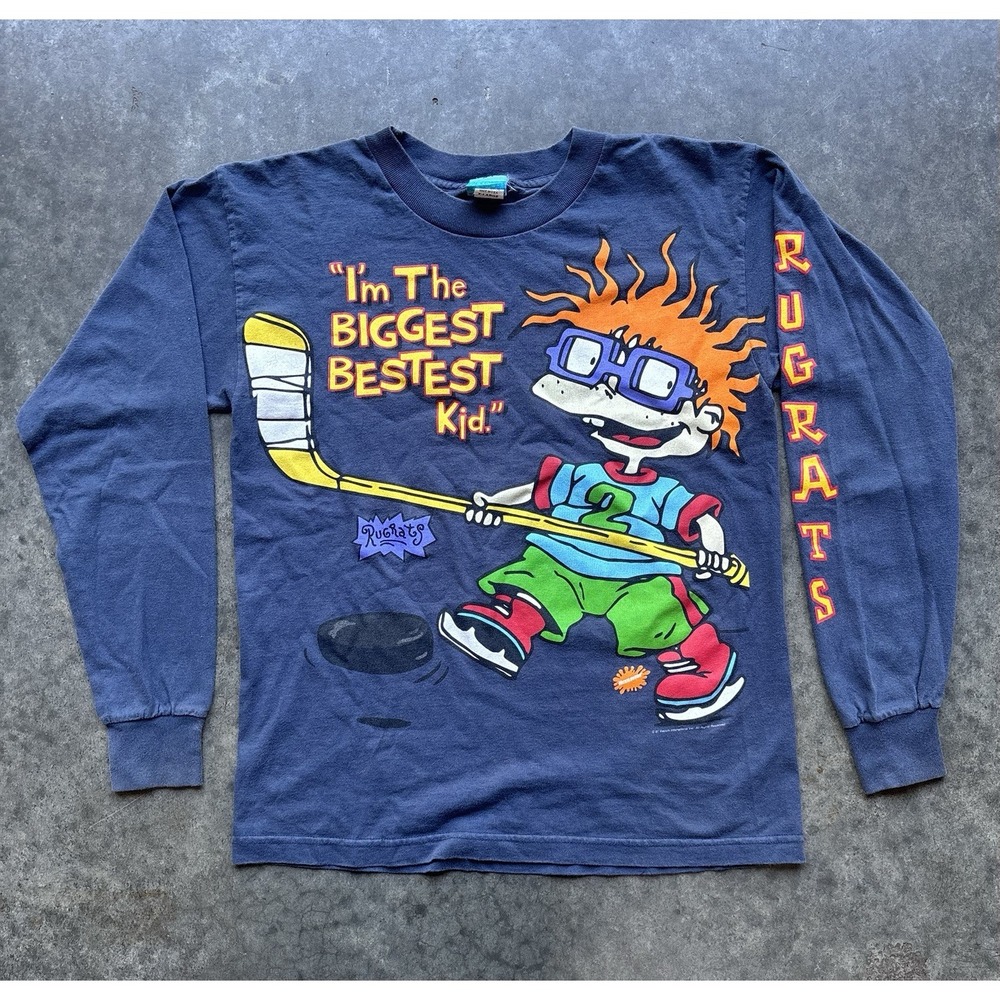 VTG 1997 Nickelodeon Rugrats Shirt Chuckie "Biggest Bestest Kid" Youth XL